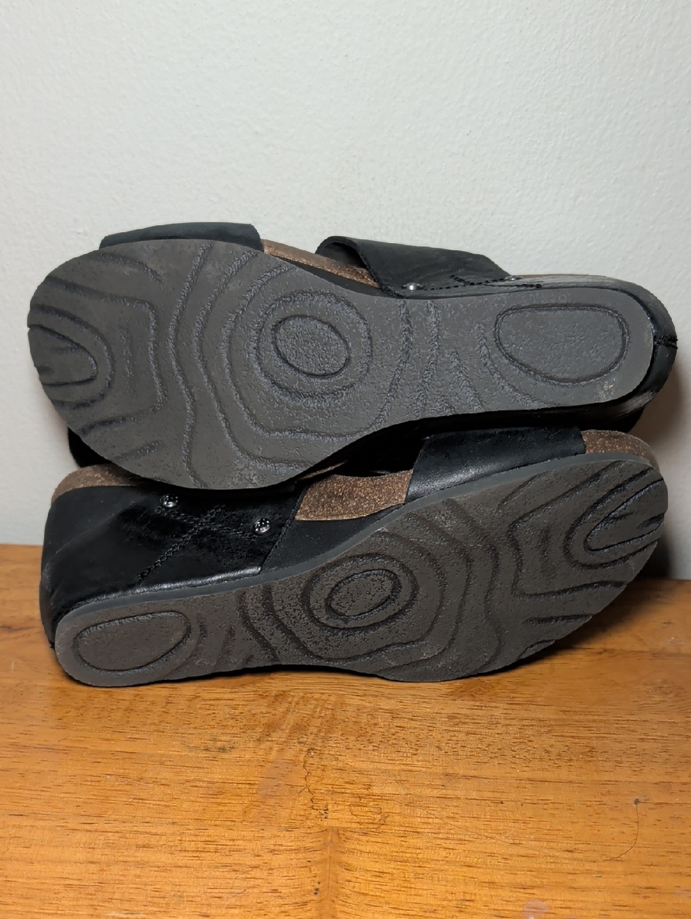 OTBT Overnight Black Leather Slingback Wedge Sandals Summer Preppy Womens Size 9 - Picture 7 of 8